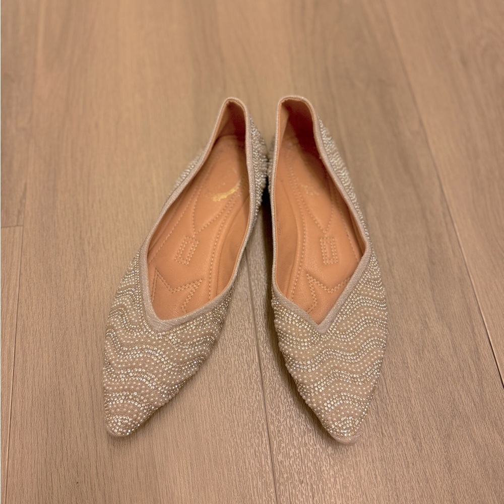 Silver Sparkling Pearl Flats
